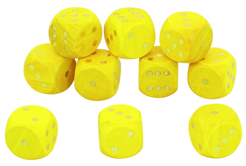 1622_b.jpg Stippen dobbelstenen 18 mm geel 10 stuks. - Afbeelding 1