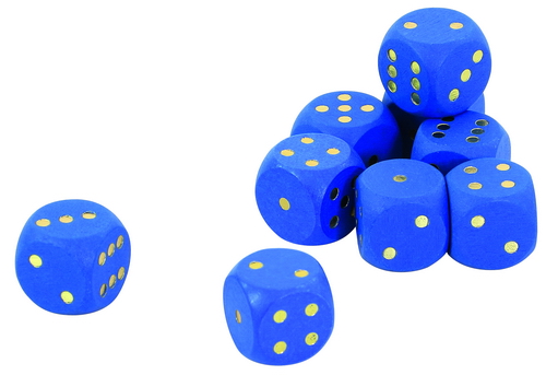 1623_a.jpg Stippen dobbelstenen 18 mm blauw 10 stuks. - Afbeelding 1