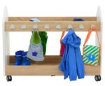 EduCasa - Garderobe jassen / tassenwagen - groot (wit / lime / petrol)