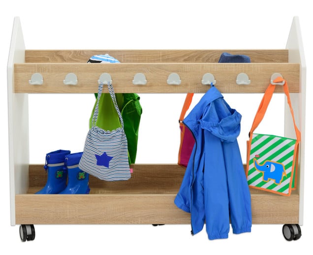 41845_i-XL.jpg EduCasa - Garderobe jassen / tassenwagen - groot (wit / lime / petrol) - Afbeelding 1