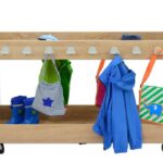 EduCasa - Garderobe jassen / tassenwagen - groot (wit / lime / petrol)