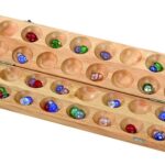 Knikker spel 68 knikkers in houten opbergdoos 4x46x12cm