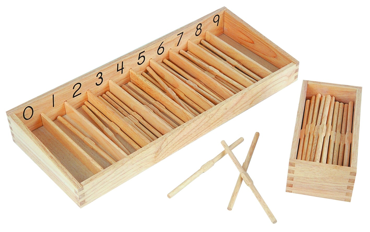 50624_a.jpg Montessori Houten Rekenstokken in doos 45/St. - Afbeelding 1