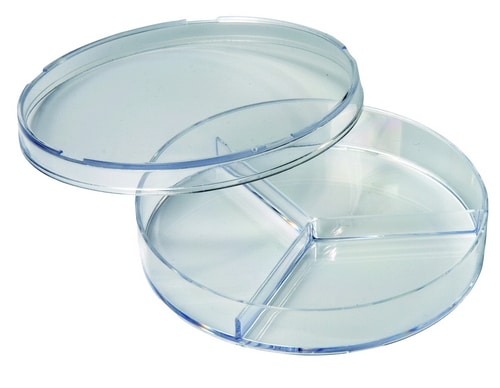 52106_a.jpg Petri schaaltjes met 3 vakken, diameter 9 cm, hoogte 1,5 cm, 3 stuks - Afbeelding 1