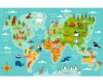 Speelkleed - Wereldkaart met dieren