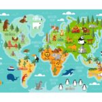 Speelkleed - Wereldkaart met dieren