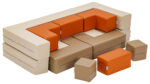 Kussenset puzzel beige/oranje - Afbeelding 2