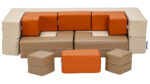 Kussenset puzzel beige/oranje - Afbeelding 4