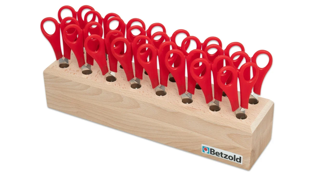 81484_b-ZD.webp Schaarset met 16 puntige scharen in een houten standaard - Afbeelding 1