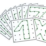 Geobord, oefenkaarten, set 1, met 1 elastiek, 12 dubbelbedrukte kaarten 16 x 16 cm