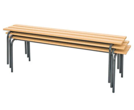 84969_e-MD.webp Stapelbare garderobebank 120cm, beuken, zwart/grijs - Afbeelding 1