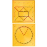 Dubbelzijdig Geobord met vierkant 5 x 5 pinnetjes en aan de andere zijde een cirkelvorm, 17,5 x 17,5 cm