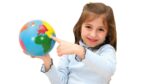 Globe met gekleurde werelddelen en losse bol - Afbeelding 2