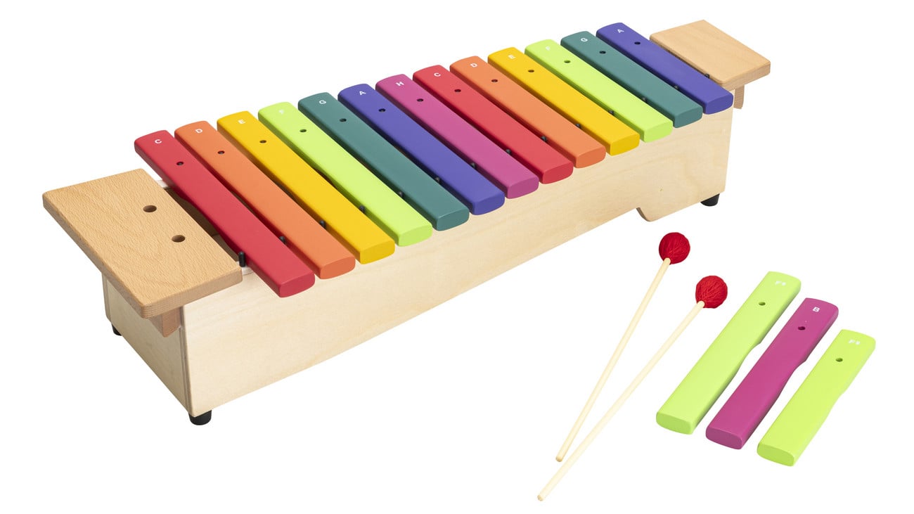Betzold-Sopran-Xylophon-in-Boomwhackers-Farben-diatonisch-E_773611_g-ZD.jpg Sopraanxilofoon in Boomwhackers-kleuren, - Afbeelding 1