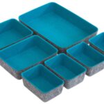 Vilten bakjes 7 stuks turquoise