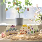 Houten Paasmandjes ei, set van 6