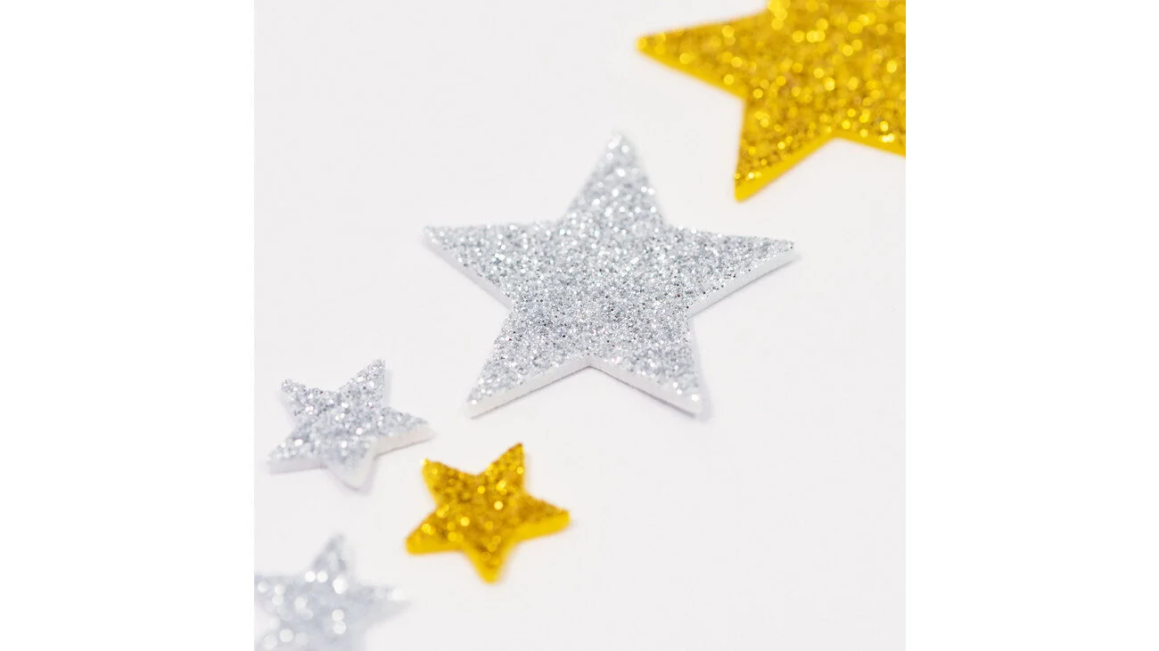 E_771985_d.webp Schuimrubber Glitter Stickers Sterren, Set van 2 - Afbeelding 1