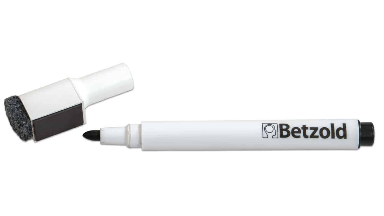 stift01.jpg Whiteboard marker zwart met wisser en magneet - Afbeelding 1