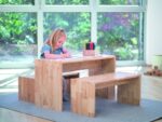 Houten tafel, stoelen en bank set - Afbeelding 2