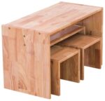 Houten tafel, stoelen en bank set - Afbeelding 7