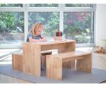 Houten tafel, stoelen en bank set - Afbeelding 8