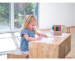 Houten tafel, stoelen en bank set - Afbeelding 5
